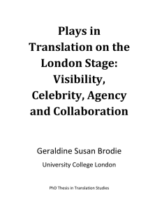 Plays in Translation on the London Stage: Visibility, Celebrity