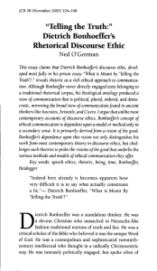 "Telling the Truth:" Dietrich Bonhoeffer`s Rhetorical