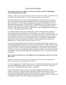 LITERATURE SUMMARIES Adler, Rachel. Engendering Judaism