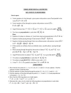 THREE DIMENSIONAL GEOMETRY KEY POINTS TO REMEMBER