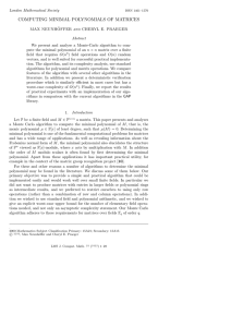 COMPUTING MINIMAL POLYNOMIALS OF MATRICES