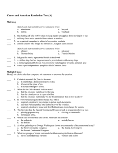 Causes and American Revolution Test