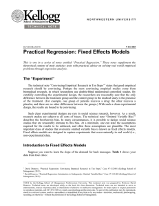 Practical Regression: Fixed Effects Models