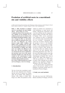 Predation of artificial nests in a marshland: site and visibility effects