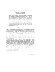 Topological Models for Arithmetic William G. Dwyer and Eric M