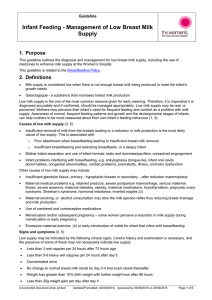 Infant Feeding - Management of Low Breast Milk Supply