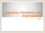 notes 25 Algebra Variables and Expressions
