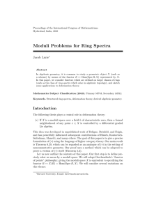 Moduli Problems for Ring Spectra - International Mathematical Union