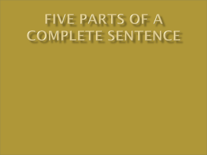 Five Parts Of a Complete Sentence Capital Letters