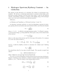 1 Hydrogen Spectrum/Rydberg Constant — In- troduction