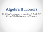 Algebra II Honors