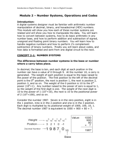 Module 2 – Number Systems, Operations and Codes