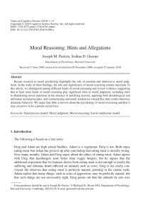 Moral Reasoning: Hints and Allegations