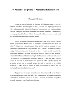 Fr. Menezes` Biography of Muhammad Reconsidered