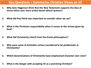 Key Questions * Summarise Christian Views on VE