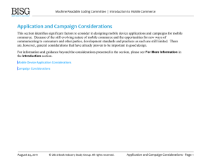 Application and Campaign Considerations