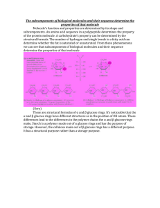 The subcomponents of biological molecules and their sequence