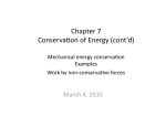 Chapter 7 Conserva)on of Energy (cont`d)