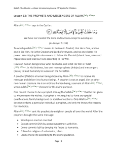 Lesson 13: THE PROPHETS AND MESSENGERS OF ALLAH SWT