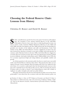 Choosing the Federal Reserve Chair: Lessons from History