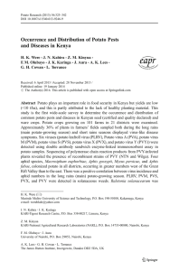 Occurrence and Distribution of Potato Pests and Diseases in Kenya