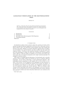 LAGRANGIAN FORMULATION OF THE ELECTROMAGNETIC