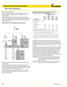 Motor Branch Circuit Protection - Circuit Protection