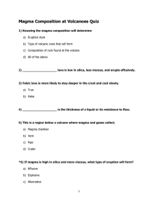 Magma Composition at Volcanoes Quiz