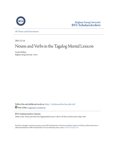 Nouns and Verbs in the Tagalog Mental Lexicon