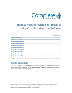 Release Notes for Genomes Processed Using Complete Genomics