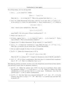 Constructions in linear algebra For all that follows, let k be the base