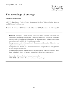 Entropy - Molecular Diversity Preservation International