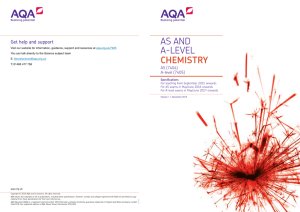 AS and A-level Chemistry Specification Specifications for first