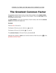 FINDING FACTORS AND THE GREATEST COMMON FACTOR