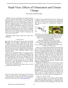 Nipah Virus: Effects of Urbanization and Climate Change