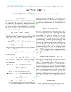The Kitaev chain: theoretical model and experiments