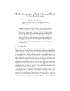 On the Construction of Analytic Sequent Calculi for Sub