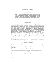 YANG-MILLS THEORY 1. Introduction In 1954, Yang and Mills