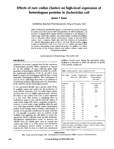 Effects of rare codon clusters on high-level expression