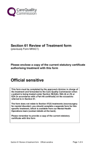 Section 61 Review of treatment form