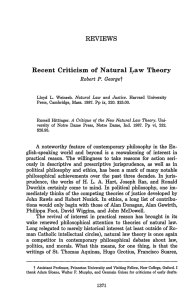 Recent Criticism of Natural Law Theory