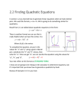 2.2 Finding Quadratic Equations