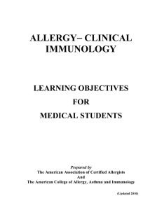 Allergy Clinical - College Learning Connection