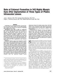 Rate of Cataract Formation in 343 Highly Myopic Eyes
