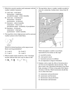 A) wind vane—wind speed thermometer—temperature precipitation