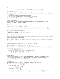 Scalar Multiplication: Vector Components: Unit Vectors: Vectors in