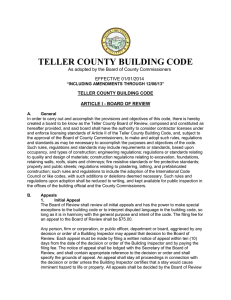 TELLER COUNTY BUILDING CODE