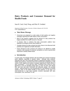 Dairy Products and Consumer Demand for Health Foods