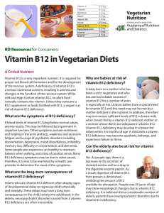 Vitamin B12 in Vegetarian Diets