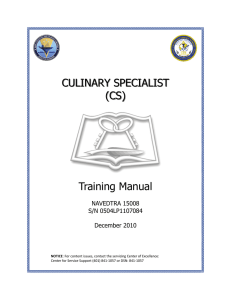 CULINARY SPECIALIST (CS) Training Manual